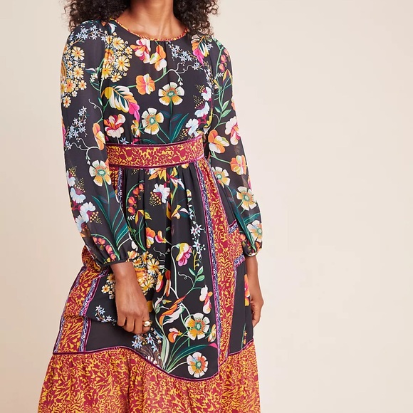 Anthropologie Dresses & Skirts - Anthropologie Adair Velvet-Trimmed Midi Dress